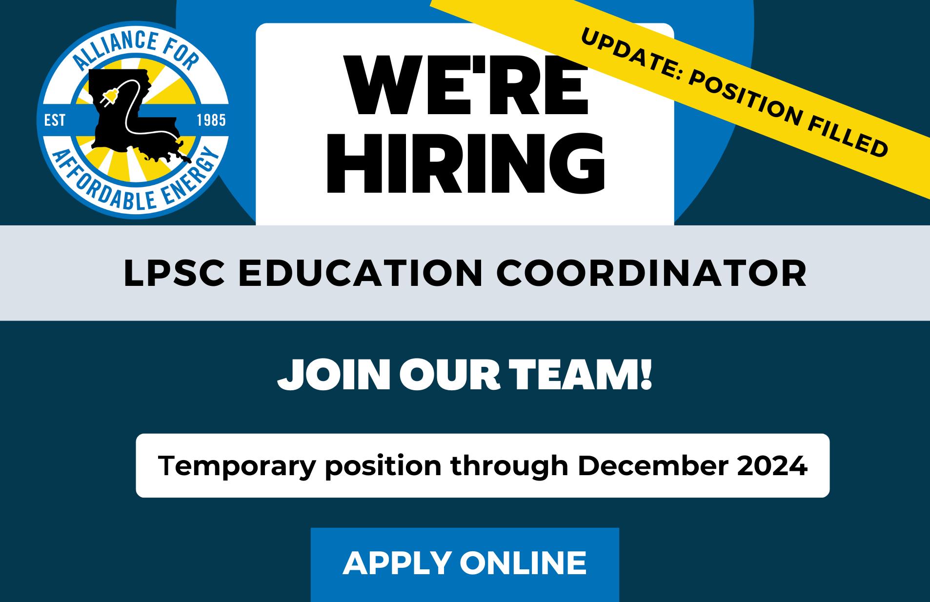 We’re Hiring a LPSC Education Coordinator. Join our team!