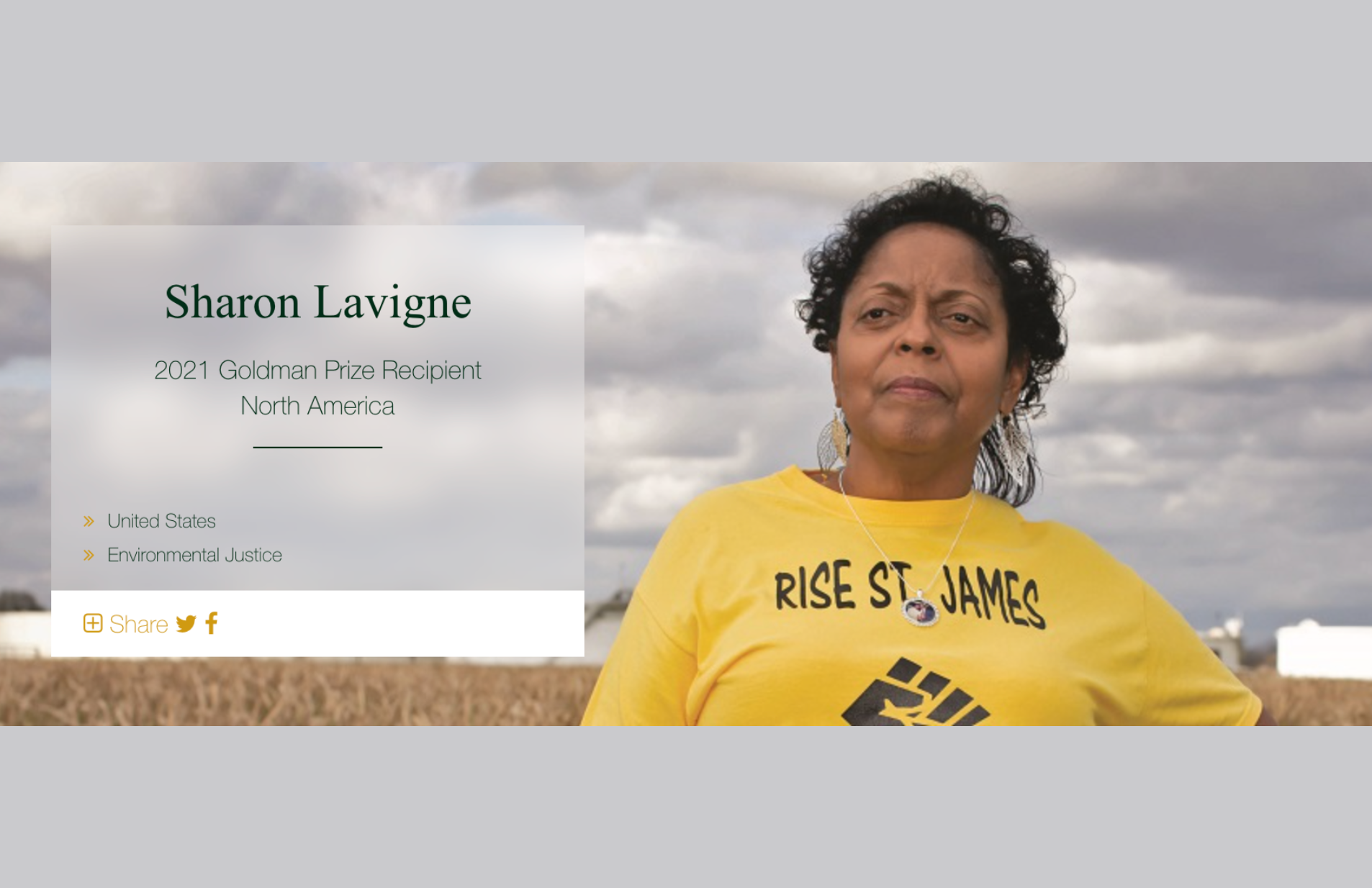 Shoutout to Sharon Levigne of RISE ST. JAMES, who has won the Goldman Prize for 2021!